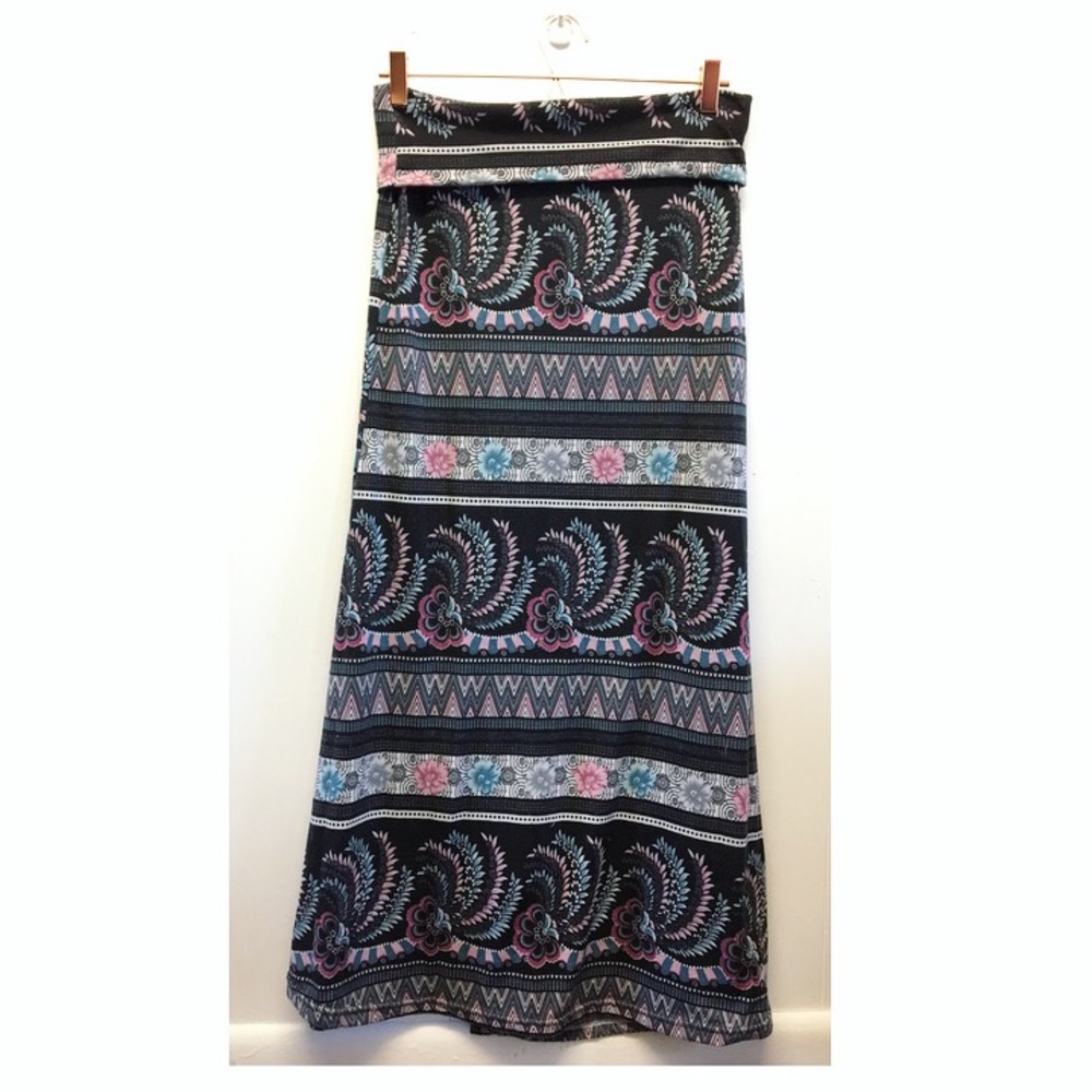 Shosho | Fun Boho Design Maxi Skirt Fold Over Top •